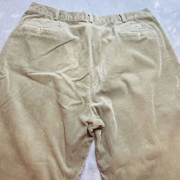Vintage Polo Ralph Lauren Andrew Corduroy Pants Mens 42x32(29) Khaki Pleated - Picture 2 of 10